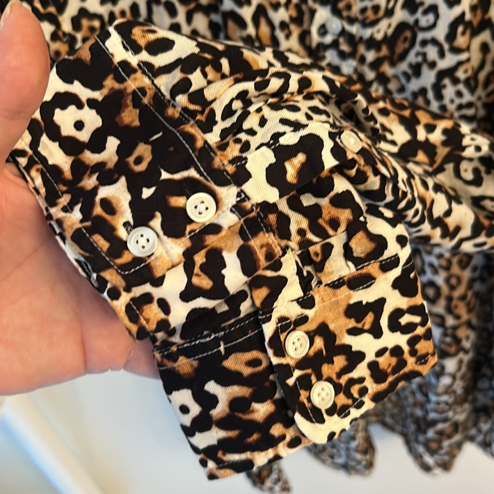 Leopard Print Talbots Long Sleeved Button Down Bl… - image 3